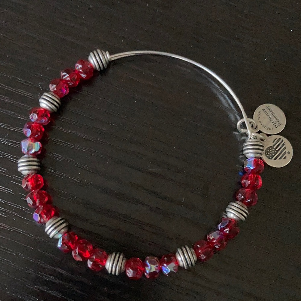 Alex and Ani garnet and silver bracelet
